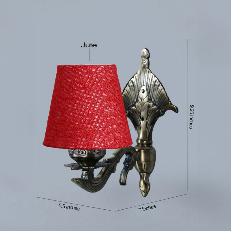 Magda Masique Conical Fabric & Metal Wall Lamp - Maroon media 4