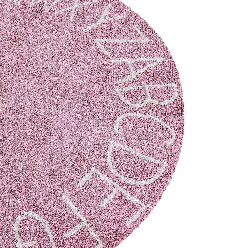 Alphabetica Tufted Cotton Area Rug - Pink media 4