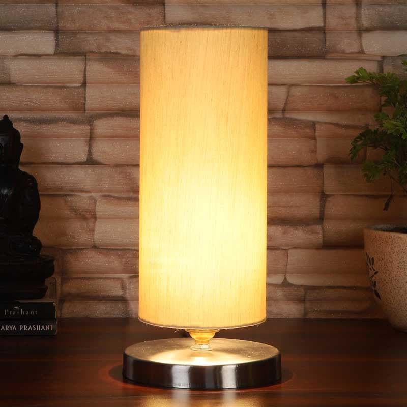 Scarta Fabric Table Lamp - White,Silver