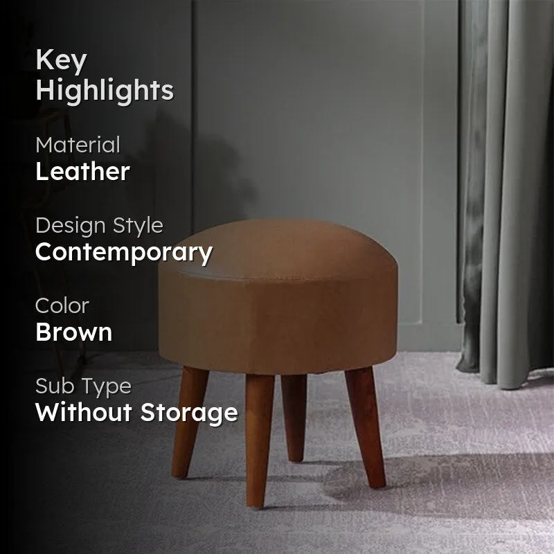 Urban Round Pouf Ottoman - Brown media 2