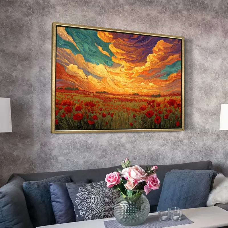 Poppy Horizon Canvas Wall Painting With Frame media 6