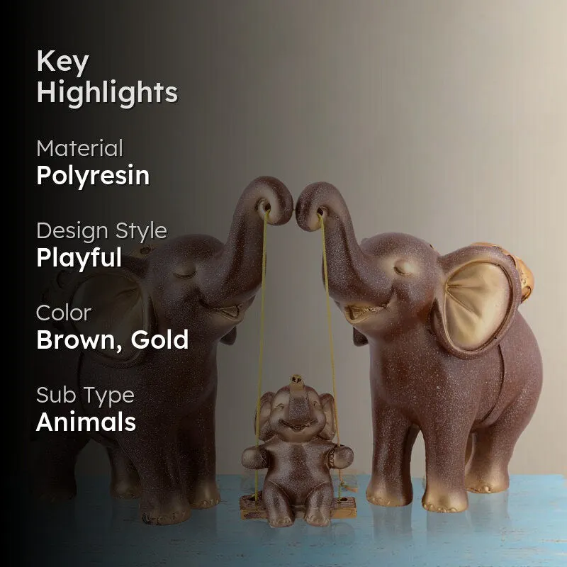 Tiny Tuskers Painted Polyresin Show Piece - Brown media 2