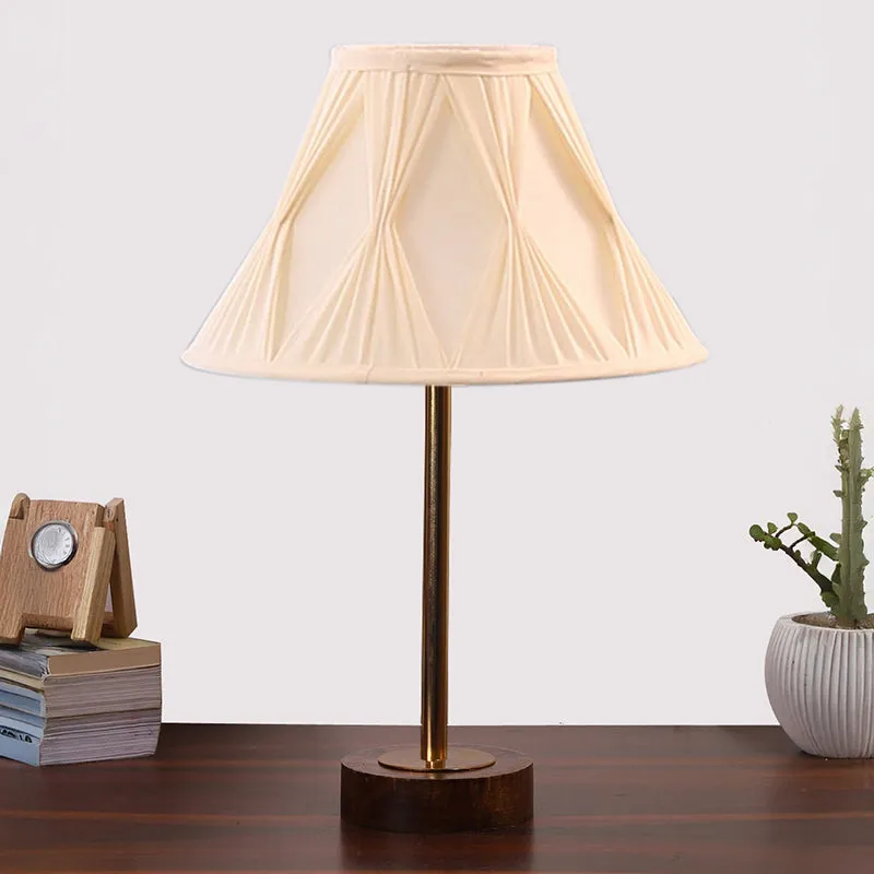 Pleatra Pinch Rodin Wooden Table Lamp - Ivory,Gold,Brown media 3