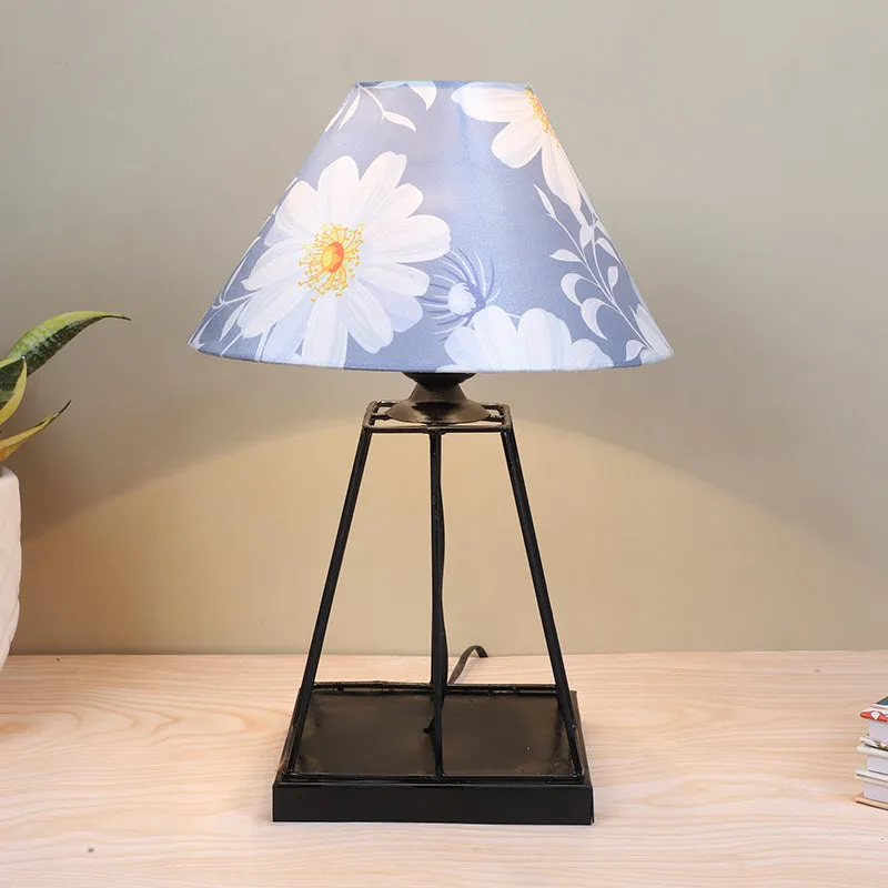 Daisy Blooms Aeon Printed Metal Table Lamp - White,Blue,Black media 2