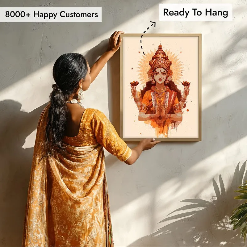 Divine Grace of Goddess Mahalaxmi Archival Paper Wall Art - Natural Brown Frame media 7