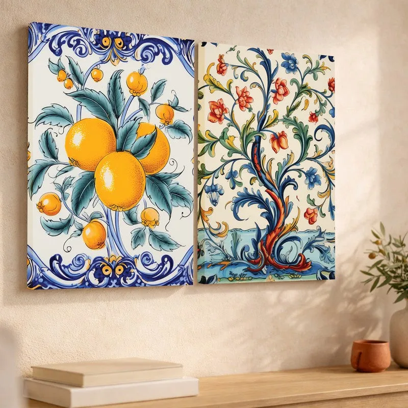 Zesty Ethnic Canvas Wall Art - Set of Two media 3