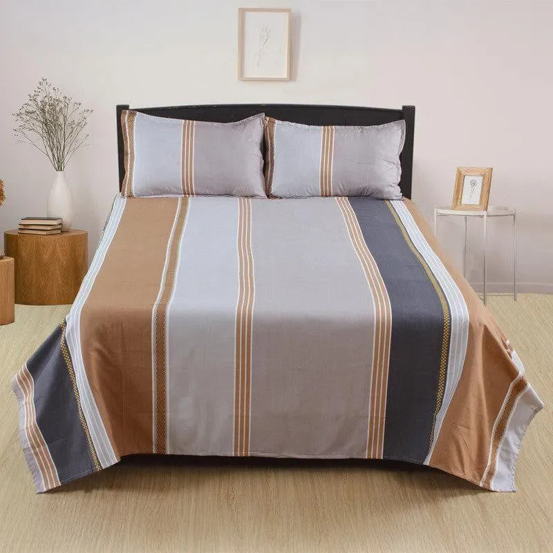 Siesta Stripes Microfiber Bedsheet (Brown) - 125 GSM media 3