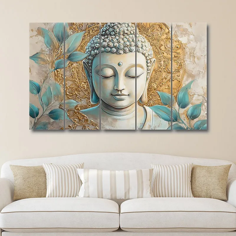 Buddha Calm Canvas Wall Art - Set Of Five media 1