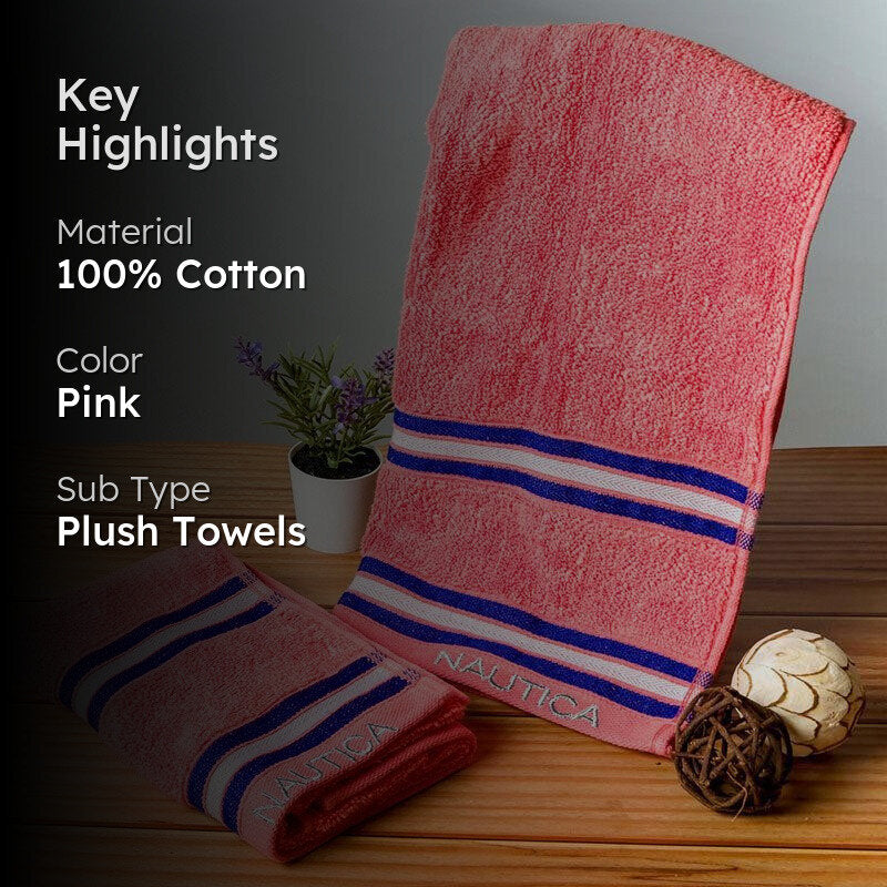 Nautica Dove Dual Down Cotton Hand Towel (Coral) - Set Of Two media 2