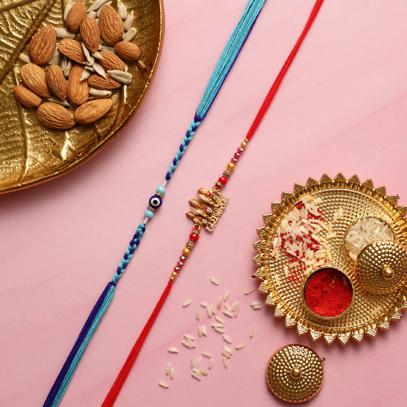 Jai Shri Ram Rakhi with Roli Chawal - Three Piece Set