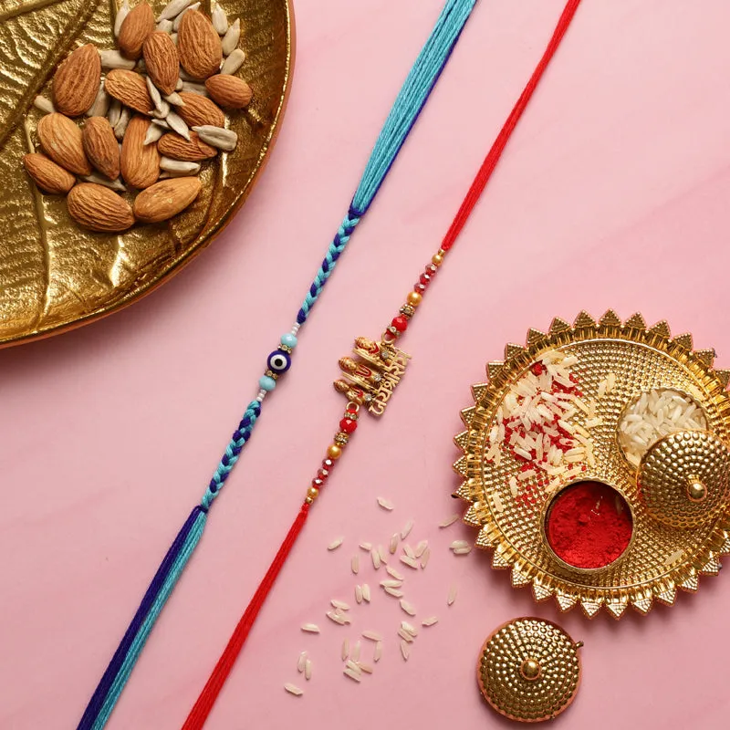 Jai Shri Ram Rakhi with Roli Chawal - Three Piece Set media 1