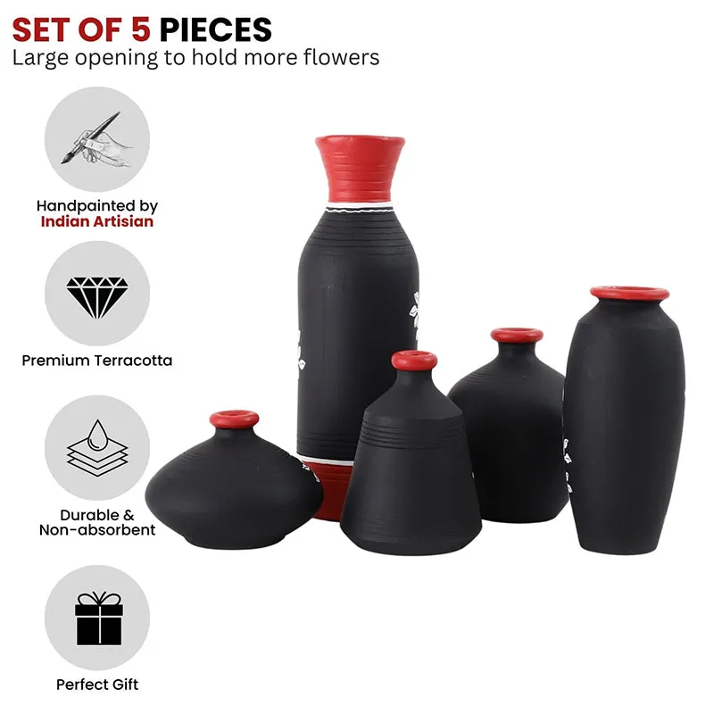 Neel Pakhi Handpainted Terracotta Vase - Set Of Five media 5