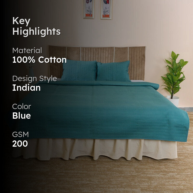 CozyCore Solid Cotton Comforter (Deep Blue) - 200 GSM media 2