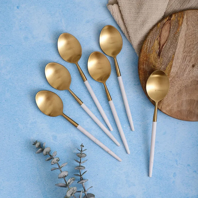 Stirling Spoon Set (Gold & White) - Set Of Six media 1