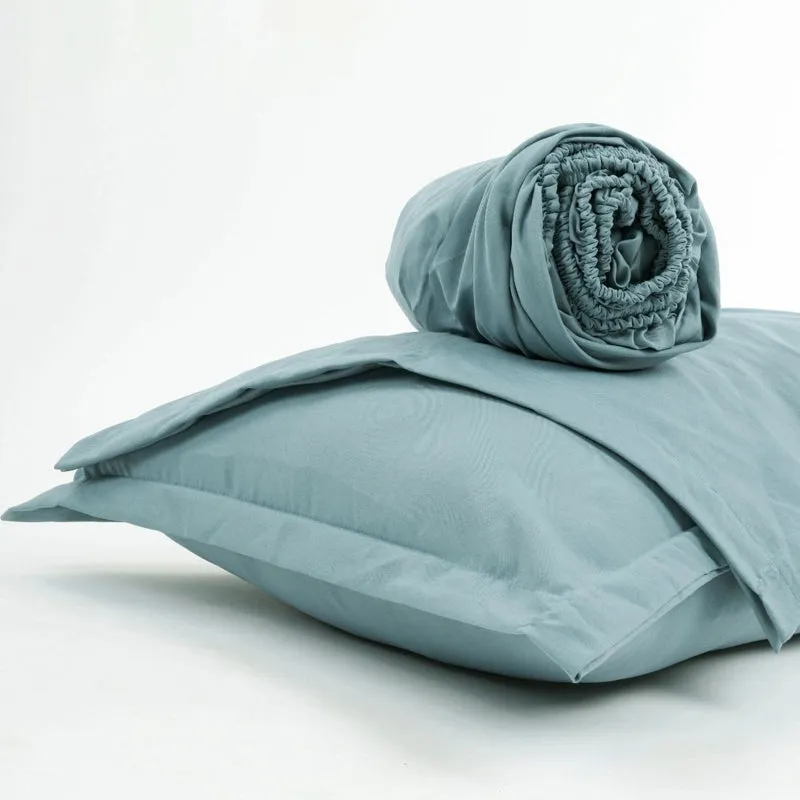 Cloud Drift Fitted Microfiber Bedsheet (Blue) - 140 GSM media 6