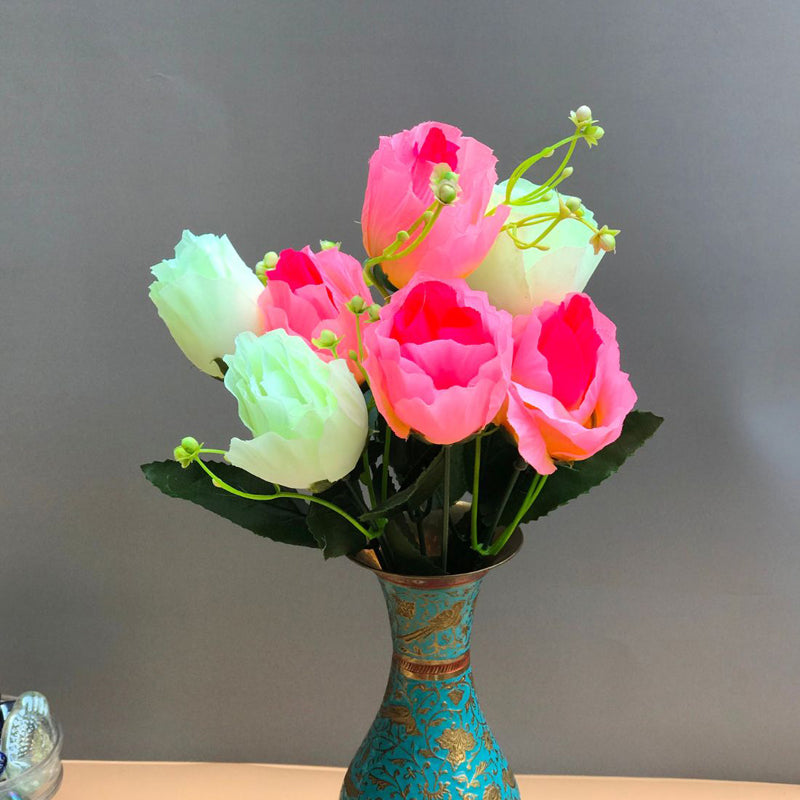 Fiora Artificial Rose (Light Pink & White)  Set of Two media 4