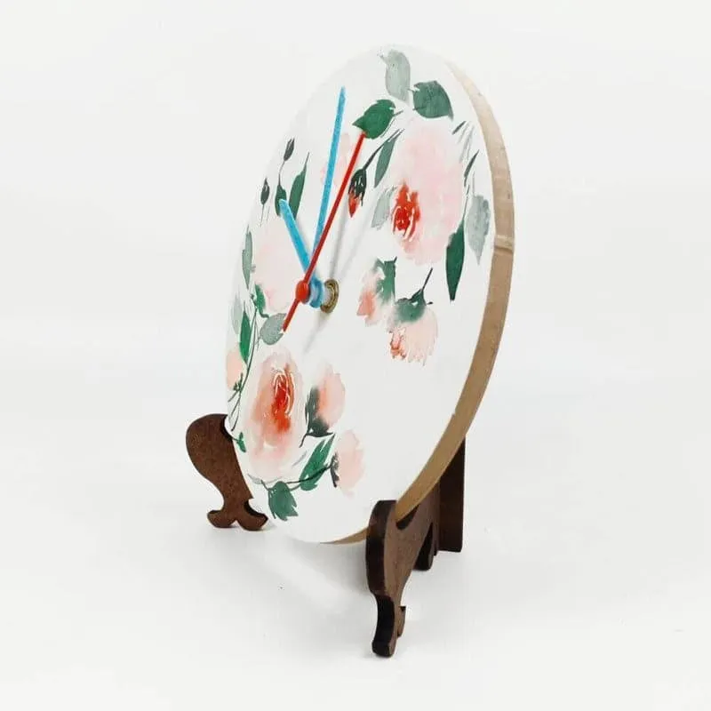 Halo Pastel Flora Handpainted Table Clock media 4