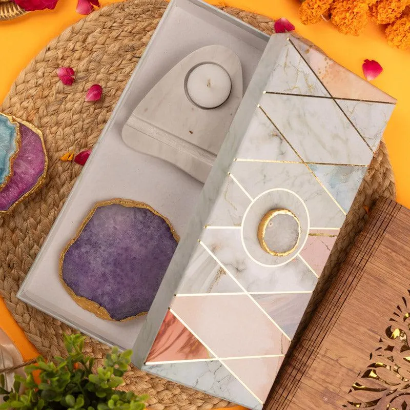Cosette Agate Tealight Candle Holder Gift Box - Purple media 4