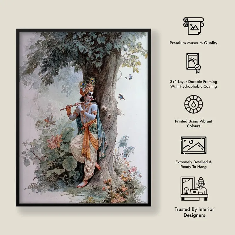 Sri Krishna Fluit Playing Blissful Archival Paper Wall Art media 8