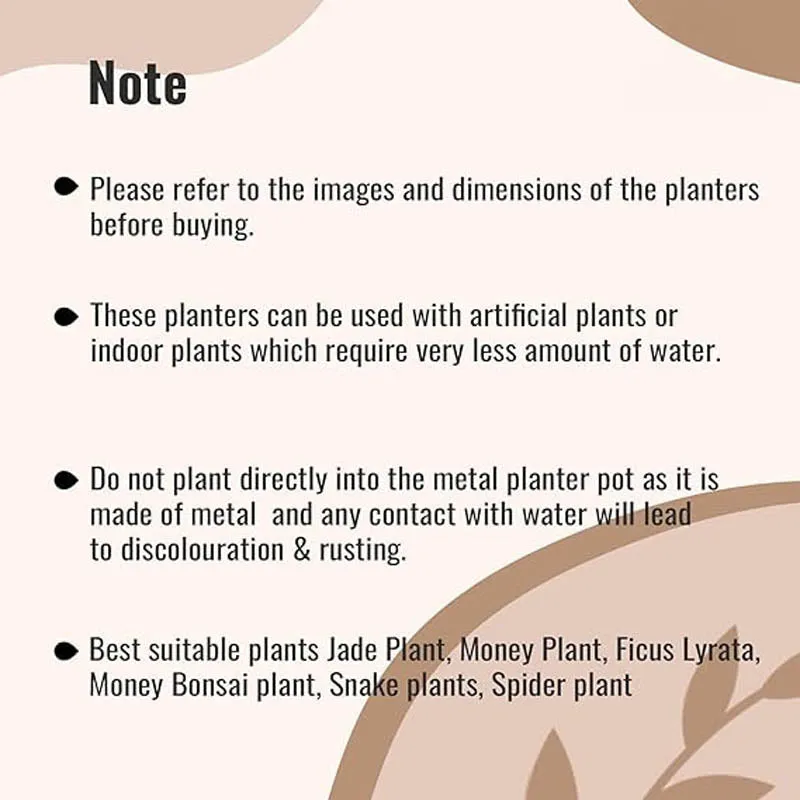 Text note image about planter use and suitability.