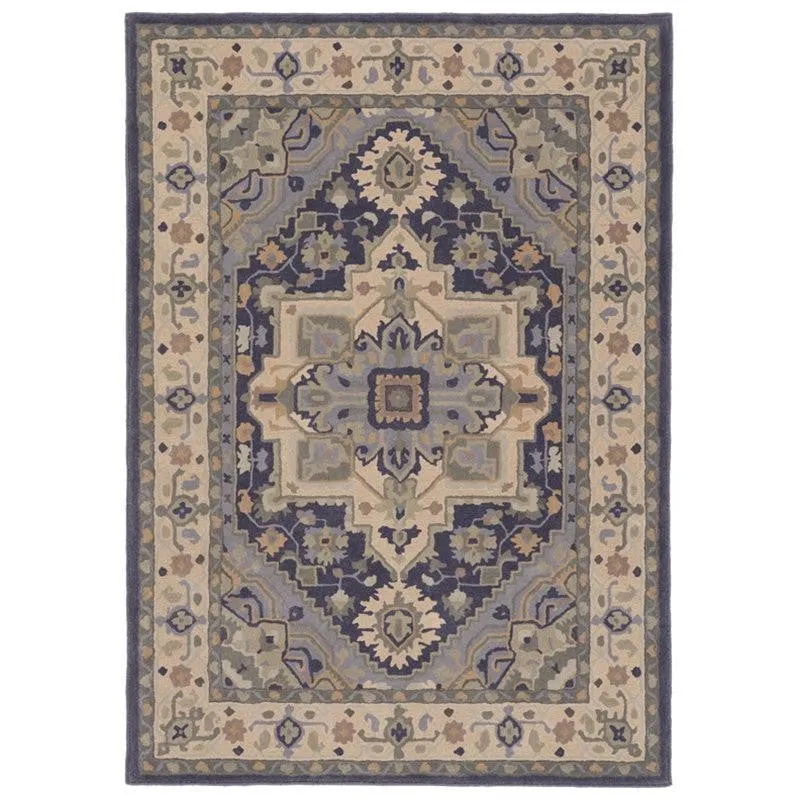 Pavati Hand Tufted Ethnic Wool & Nylon Carpet - Blue media 1