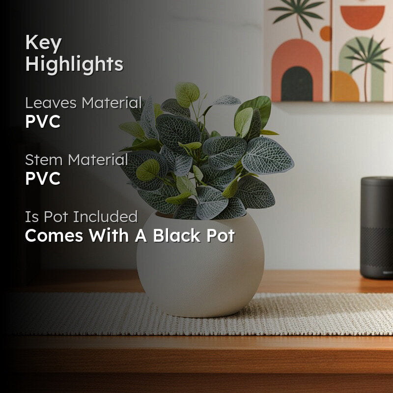 Artificial Nerve Plant With Black Fiber Pot - 1 Feet media 2