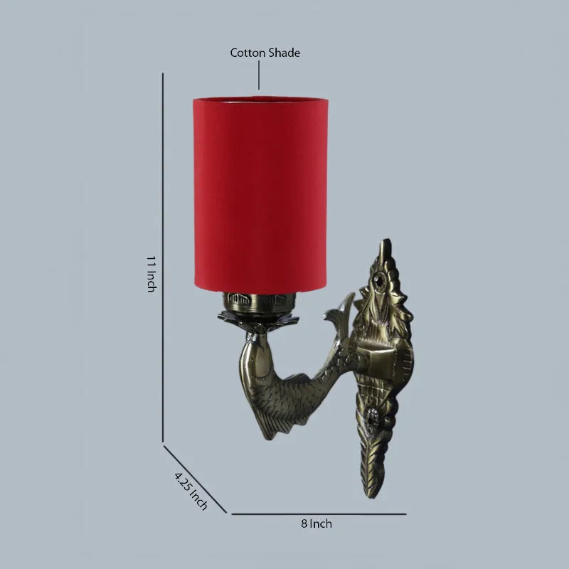 Ziada Stiva Cylindrical Fabric & Metal Wall Lamp - Red media 4