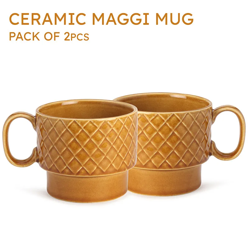 Fjord Ceramic Coffee Mug (500 mL Each/Golden Brown) - Set of Two media 6