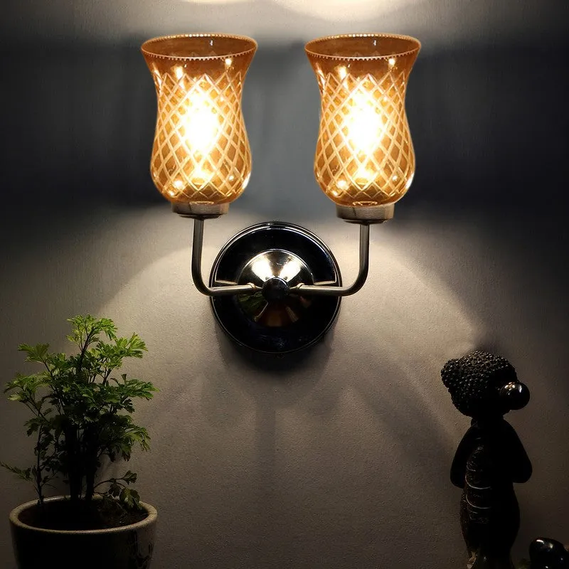 Honey Glow Silver Base Decorative Glass Wall Lamp media 5