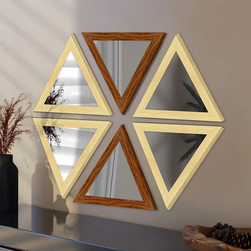 LuxeVertex Wall Mirror (Brown) - Set Of Six media 3