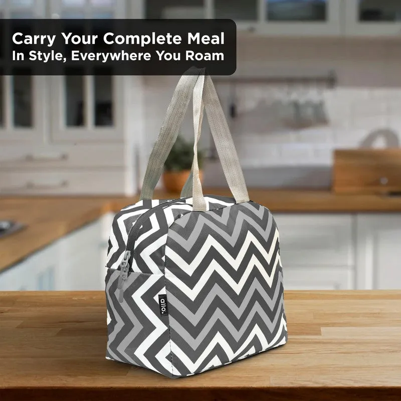 Hexiq Polyester Lunch Bag - Black & White media 5