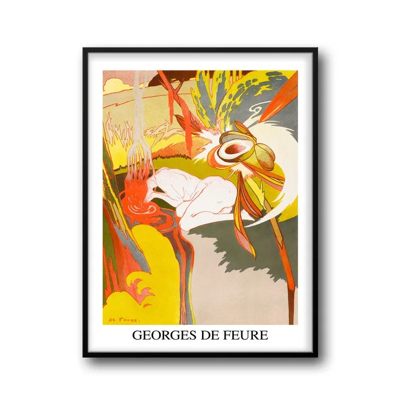 The Source Of Evil (La Source Du Mal) Georges De Feure Archival Canvas Wall Painting - Black Frame media 5