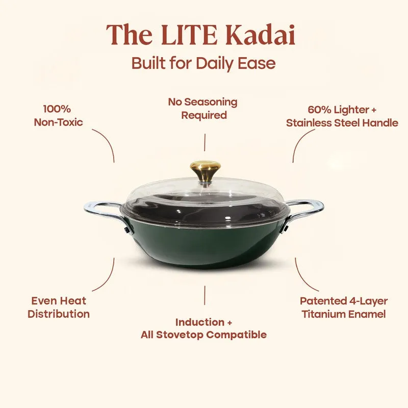 Cumin Co Enamel Cast Iron Kadhai (3000 mL) - Green media 5