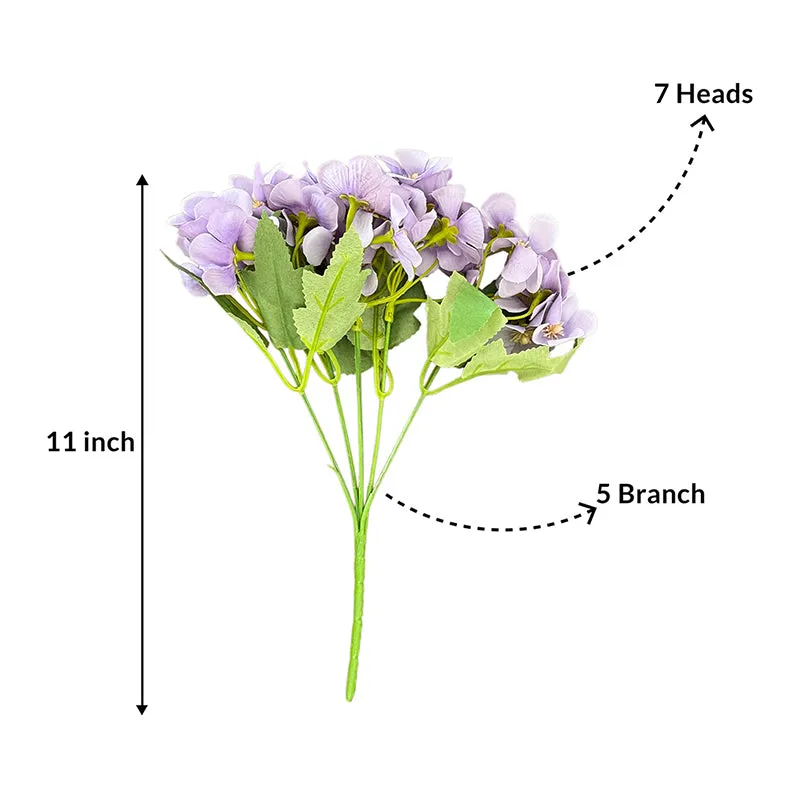 Bloom Hydrangea Artificial Flower (Purple) - Set Of Two media 5
