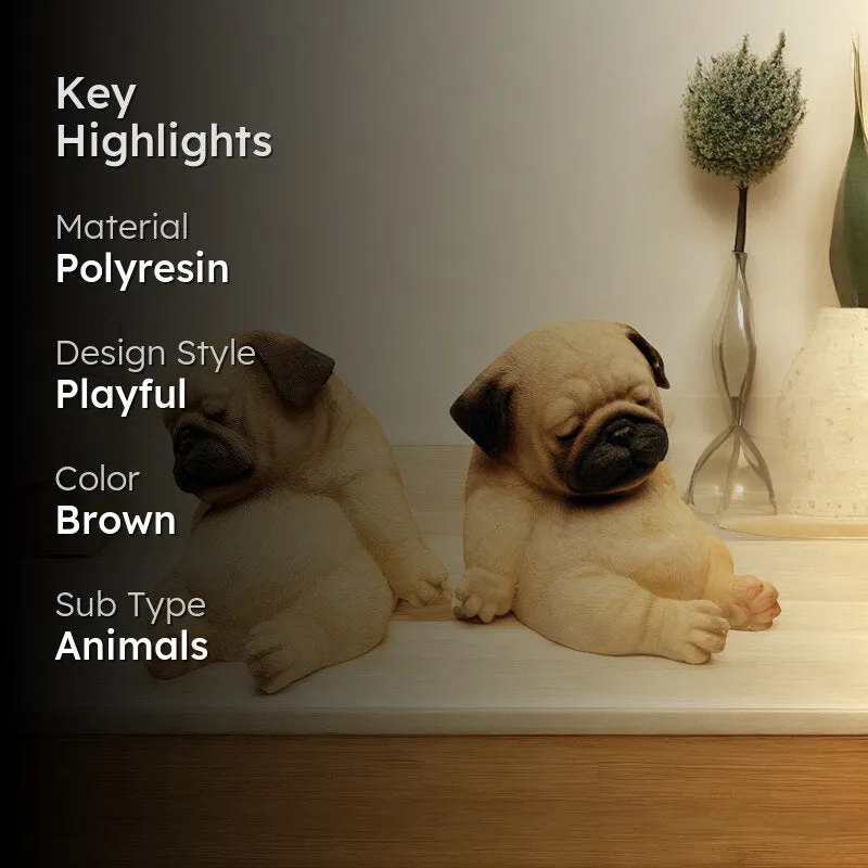 Lazy Pug Showpiece - Set Of Two media 2