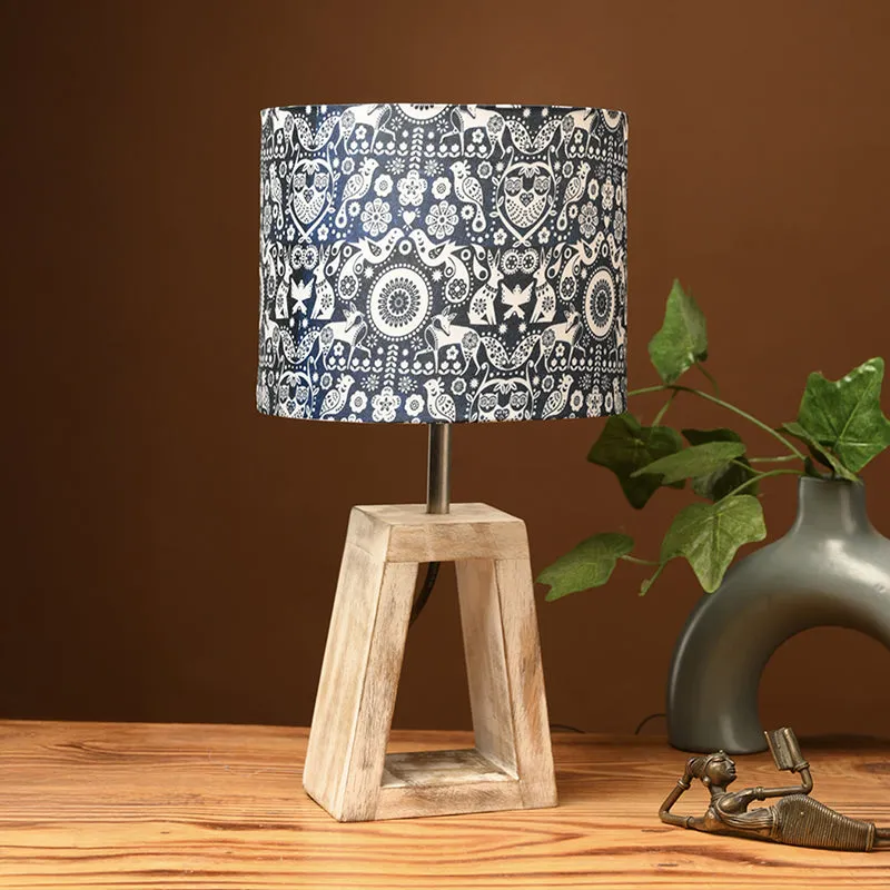 Ethnic Art Fabric Table Lamp - Ivory,,Black,Beige media 2