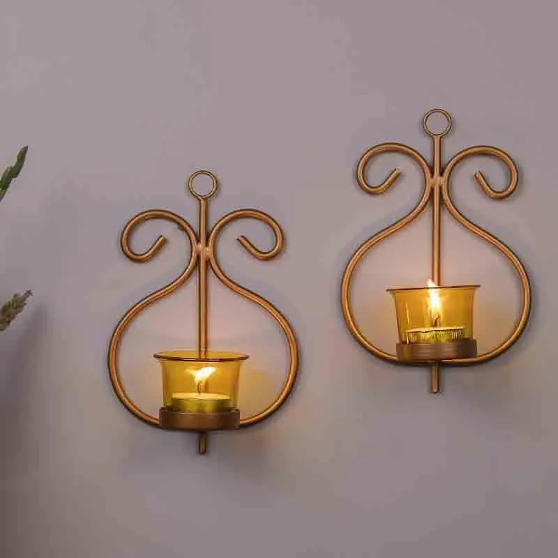 Aureate Candle Holder - Golden - Set Of Two media 3