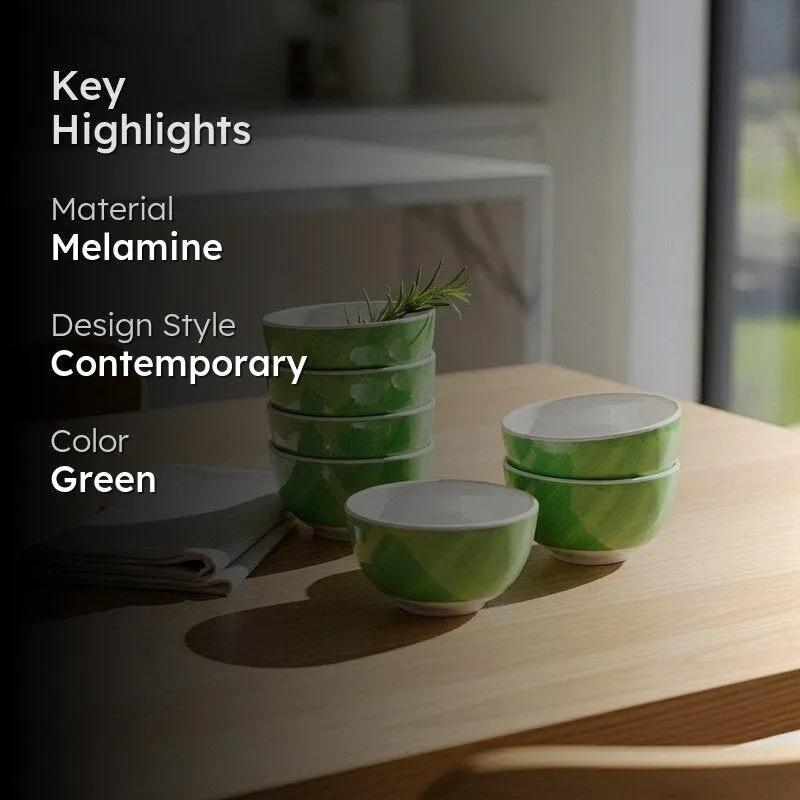 Banana Leaf Melamine Snack Bowls (300 mL Each) - Set of Six media 2