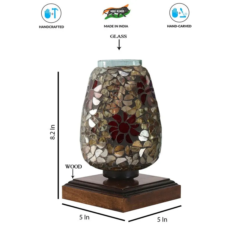 Veloura Mosaic Glass Table Lamp With Wooden Base - Multicolor media 9