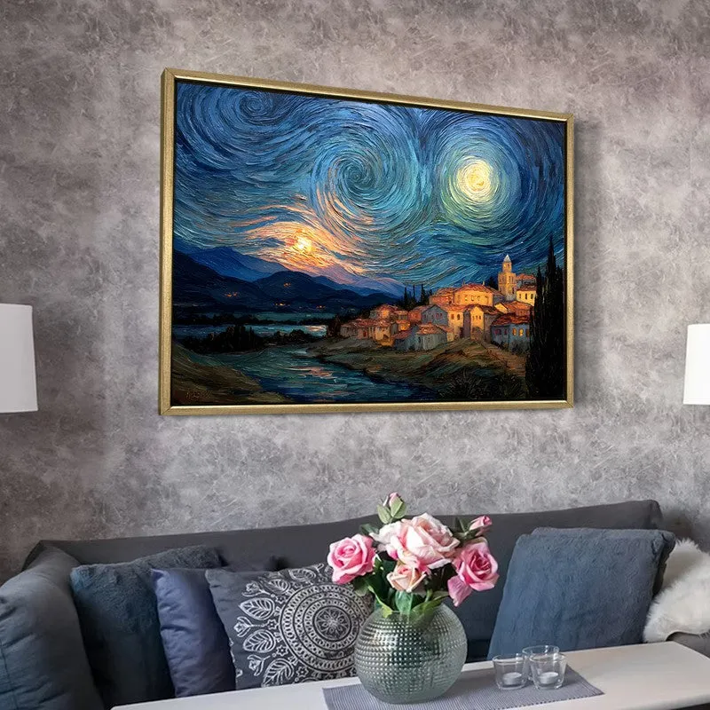 Nightscape Canvas Wall Painting With Frame media 6