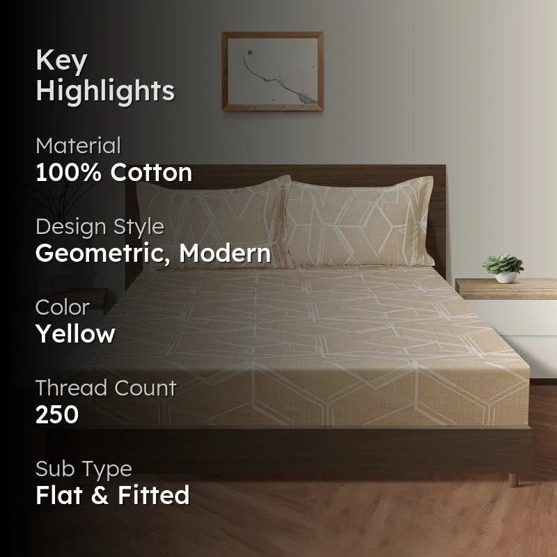Swayam Magic Maze Cotton Bedsheet (Beige) - 250 TC media 2