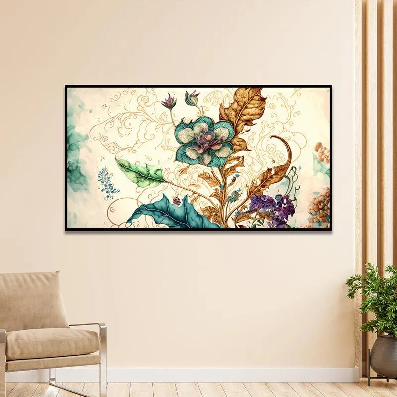 Autumn Botanika Floral Canvas Wall Painting With Frame - Black media 3