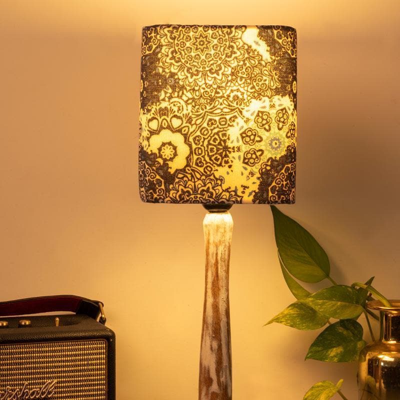 Vivid Blue With Distress Stand Fabric Table Lamp - Multicolor