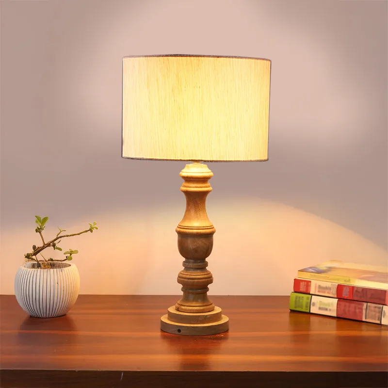 Cotin I Carve Wooden Table Lamp - Beige,Brown media 2
