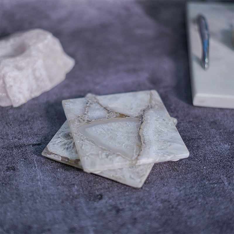 Crystal Agate Coaster (White) - Set Of Two