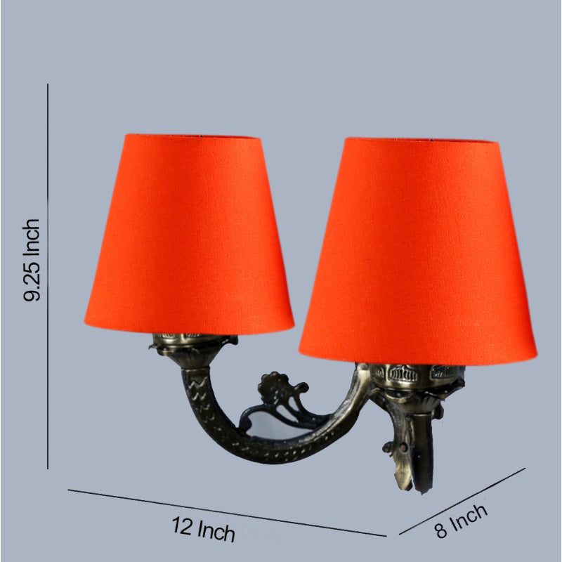 Vintage Conical Duo Fabric & Metal Wall Lamp - Orange media 5