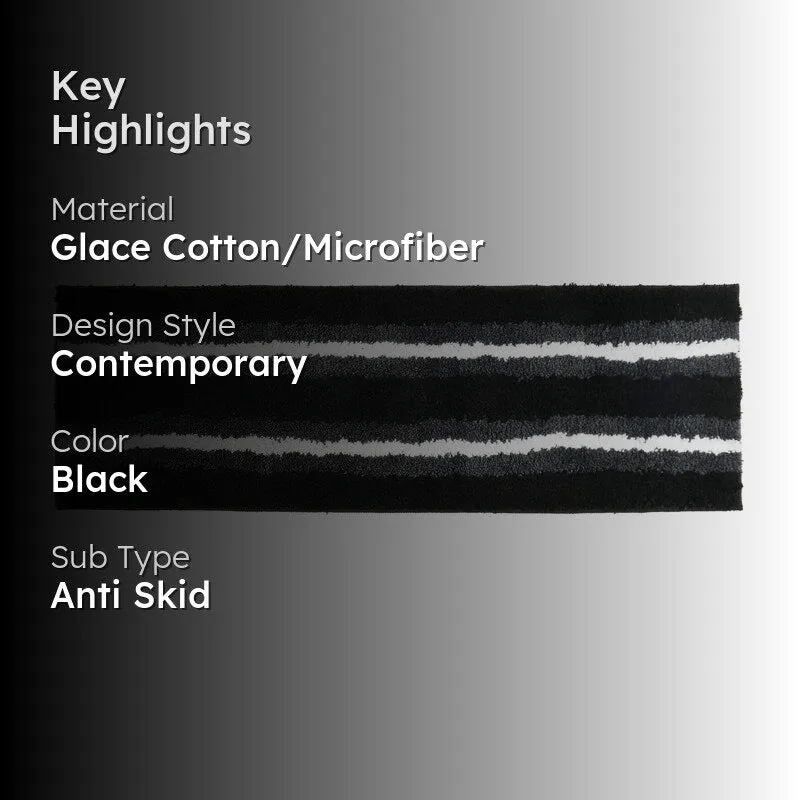 Striata Micro Fiber Runner Rug - Black media 2
