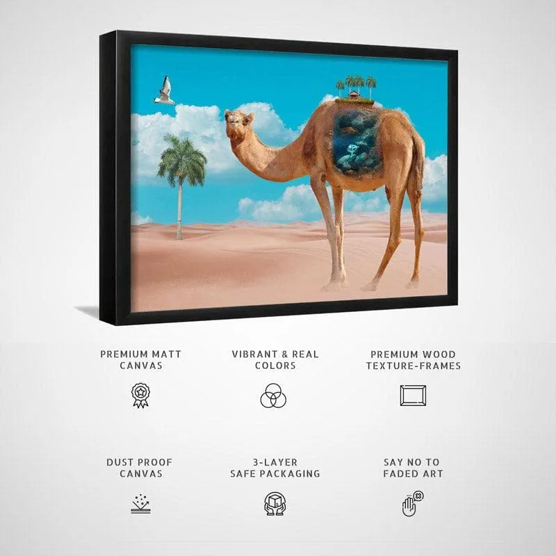 Camel Charm Canvas Wall Painting - Black Frame media 5