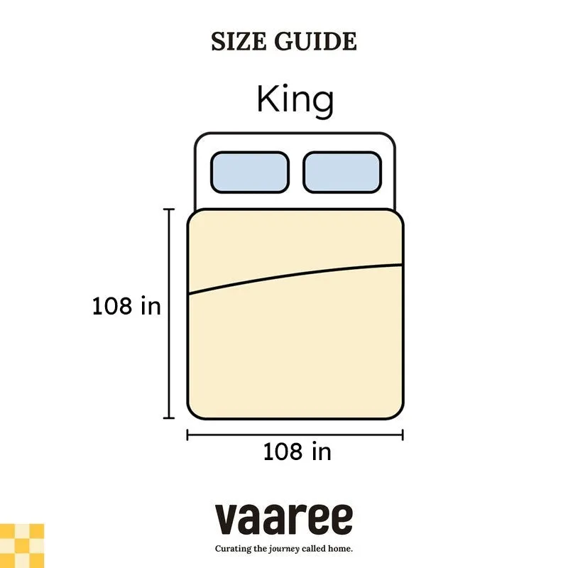 Simple bed size guide graphic with a bed illustration on a white background.