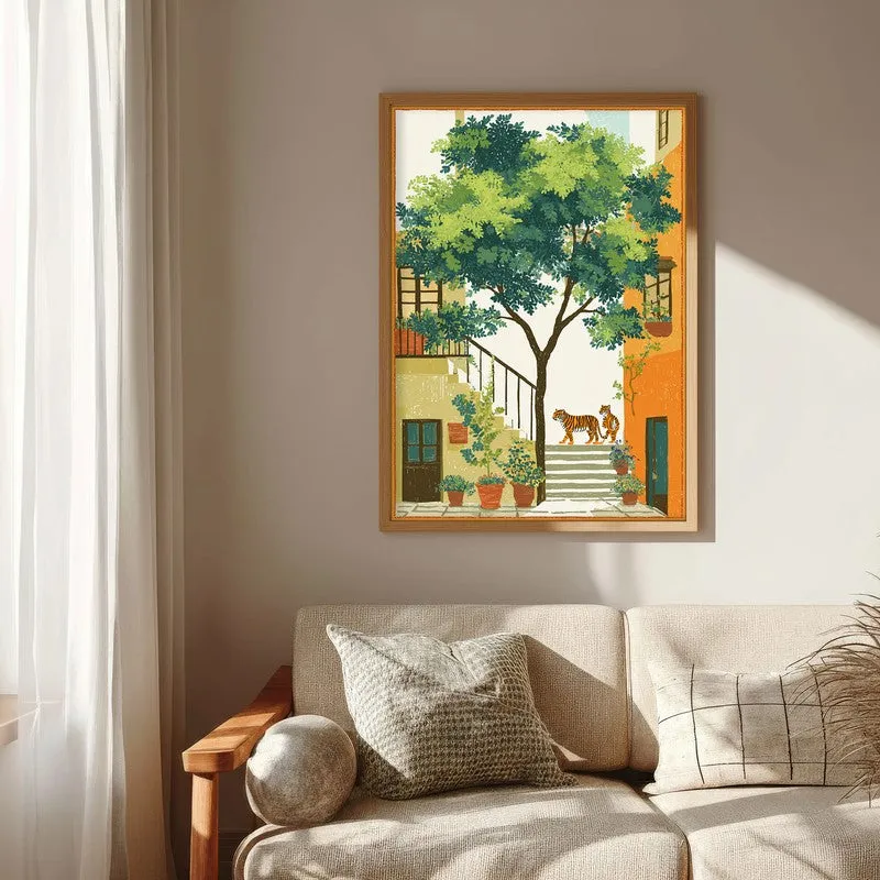 Verdara Courtyard Canvas Wall Painting With Brown Frame media 7
